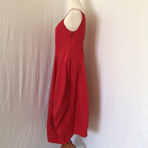 WOMENS S red sundress balloon skirt midi dress - Picture 3 of 16
